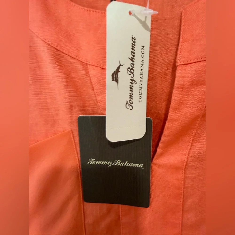 Tommy Bahama Coral Pocketed linen shirt dress size XL - Picture 4 of 11